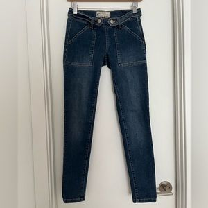 Free People Women's Patch Pocket Blue Skinny Denim Jeans Size 24